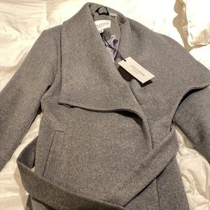 Cole HAAN Womens Gray Coat with tie Size 6